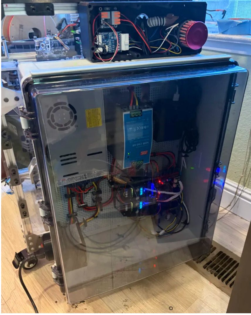 Transparent electronics enclosure with DIN-rail components