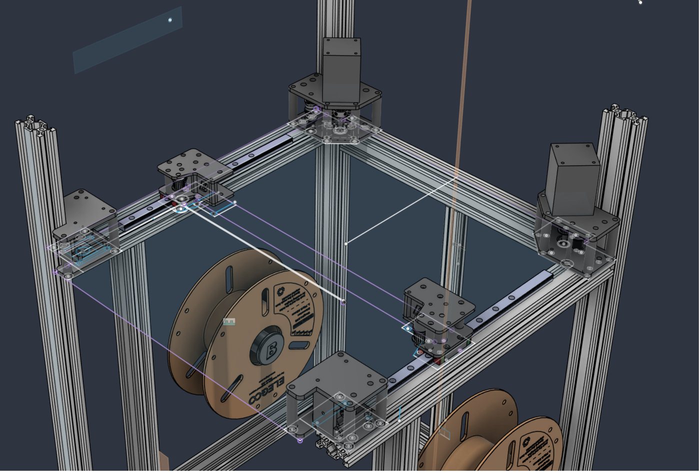CAD master sketch of the rebuilt motion system